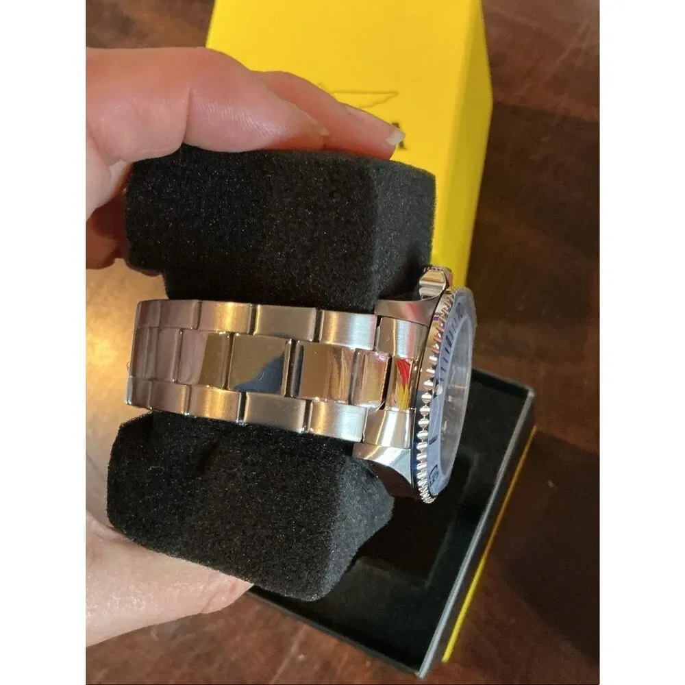 Invicta Silver Stainless Steel Watch with Black Dial
